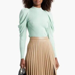Jonathan Simkhai | Gathered Ribbed Knit Sweater | Mint | NWOT